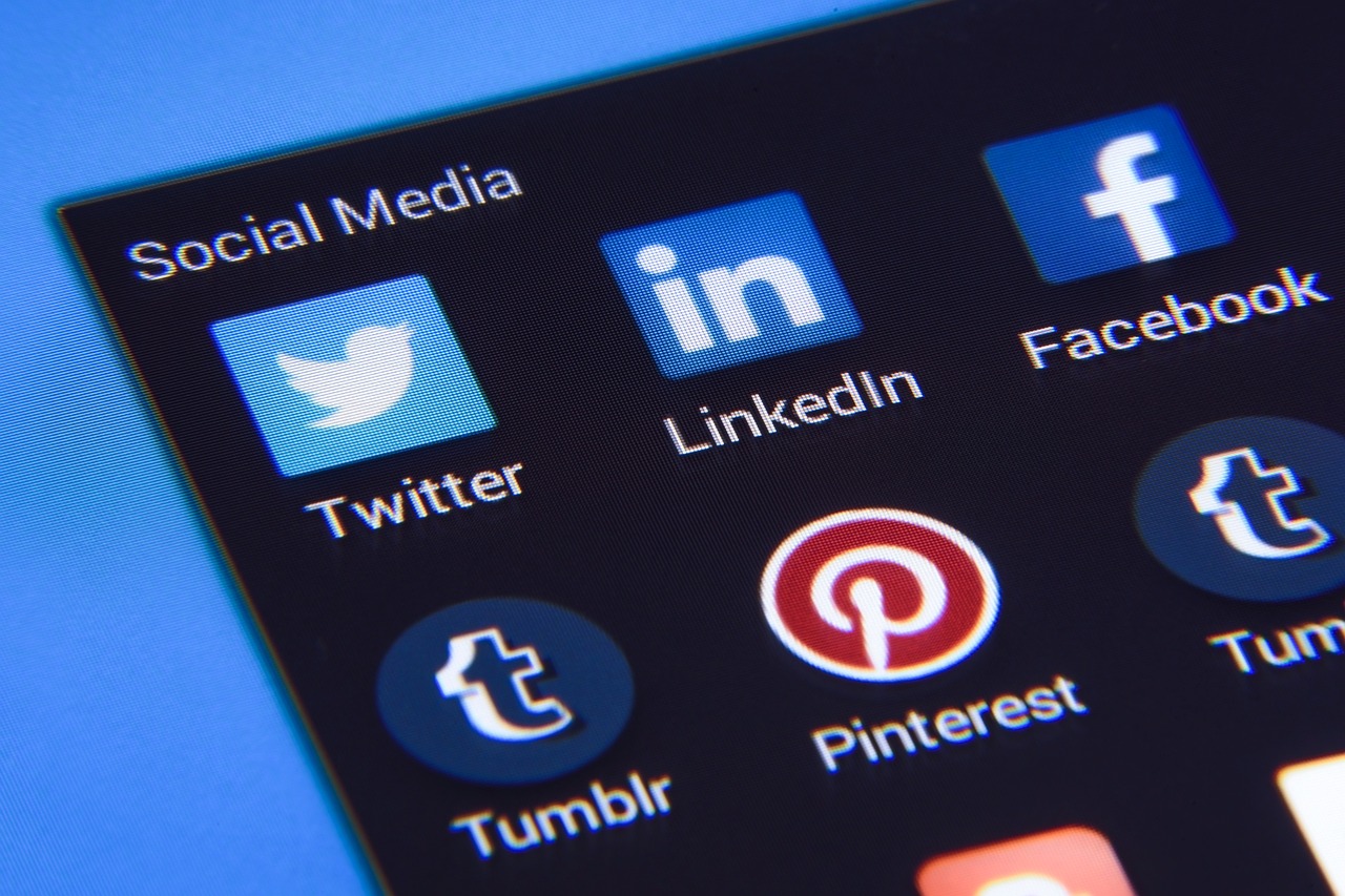 A snapshot of social media icons, such as those for Twitter, LinkedIn, Facebook, Tumblr and Pinterest